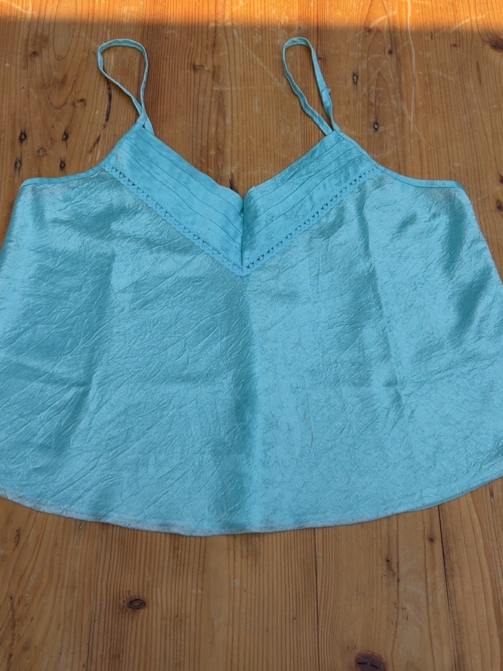 Satin Light Aqua V-Neck Cami Top